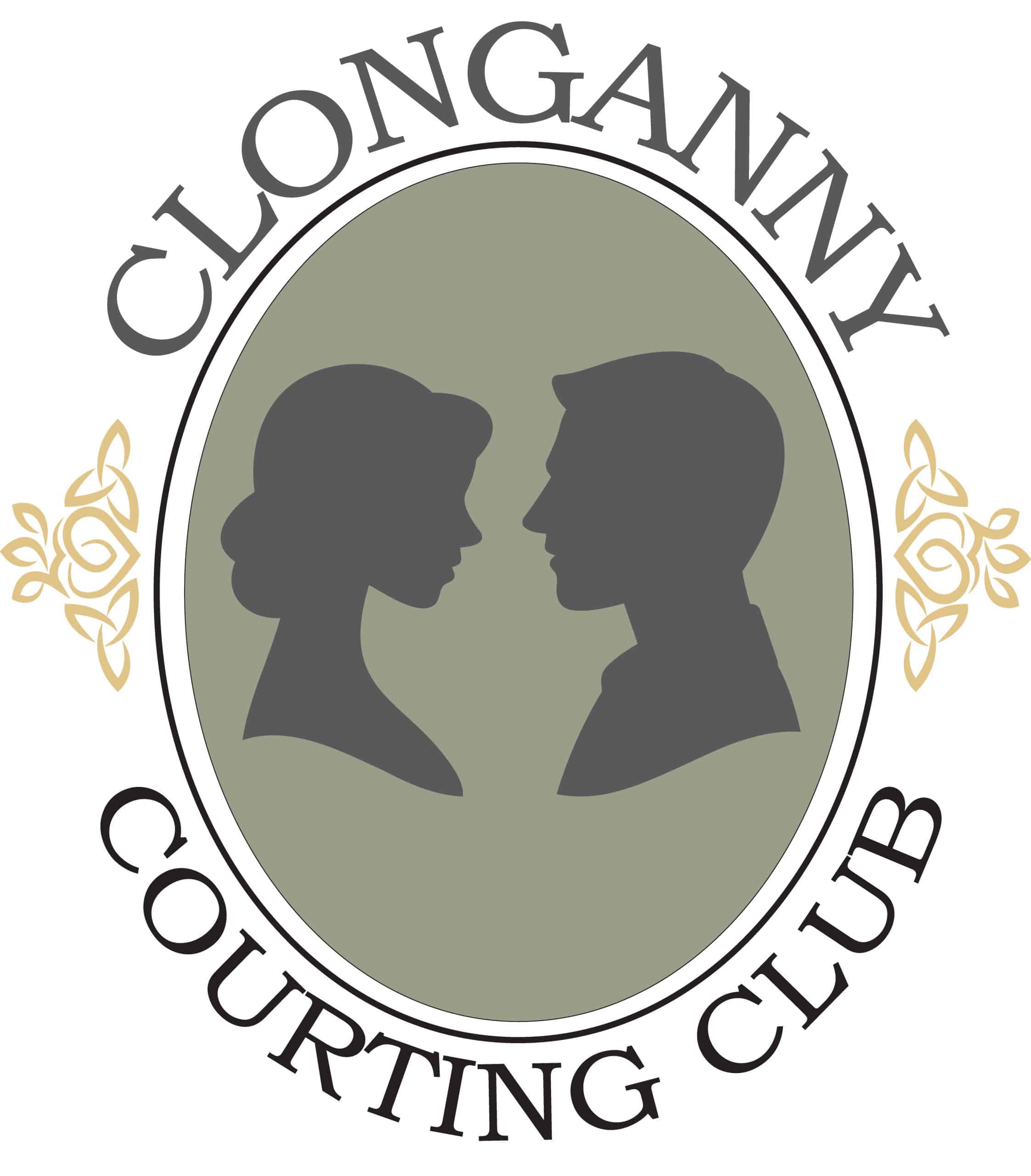Clonganny House logo featuring silhouettes of a woman and man in profile.